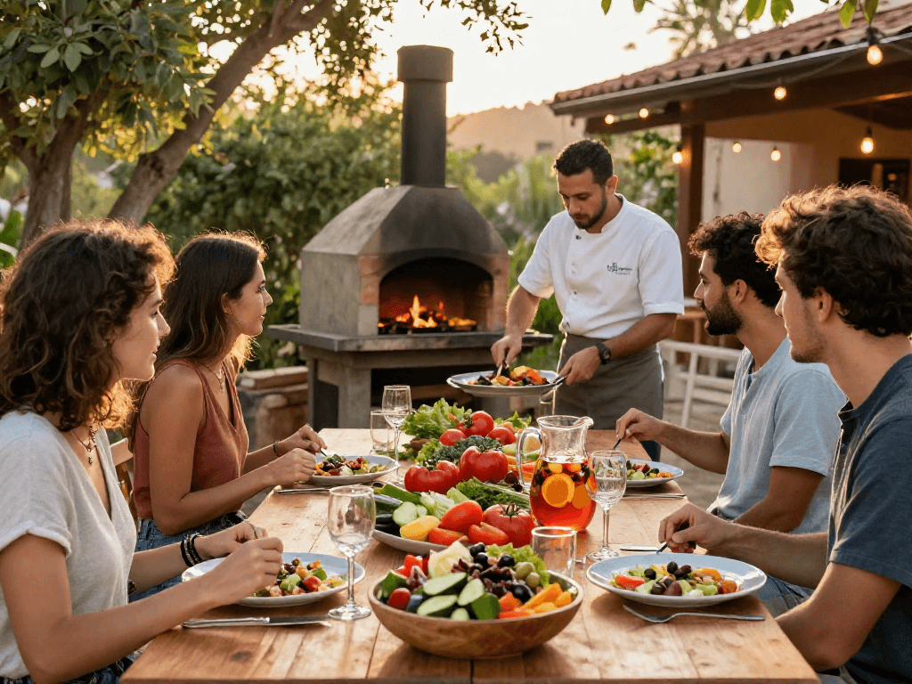 Best ensalada mixta near me served outdoors during a sunset gathering with friends.