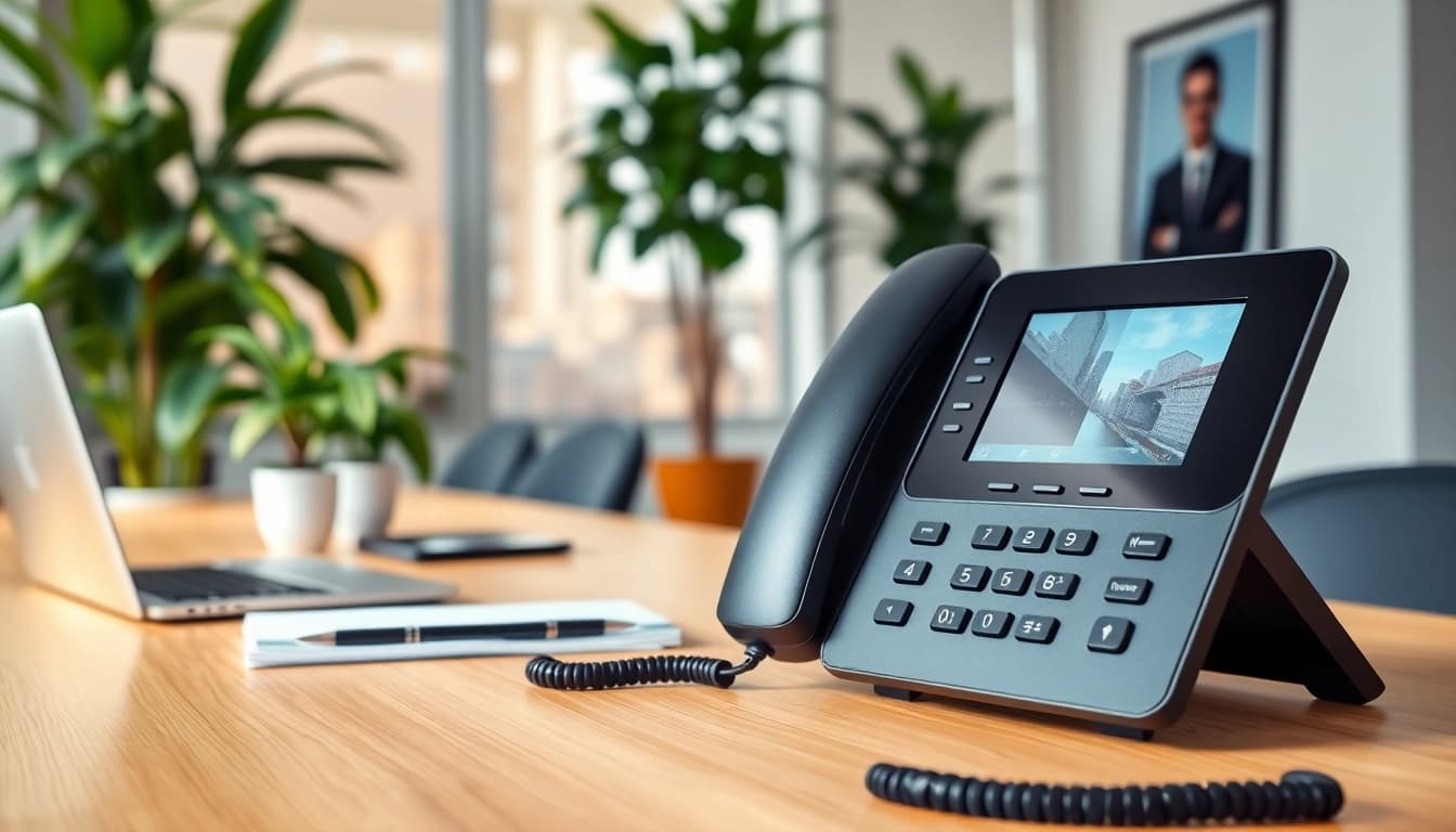 Enhance communication with a small business VoIP phone system in a modern office environment.