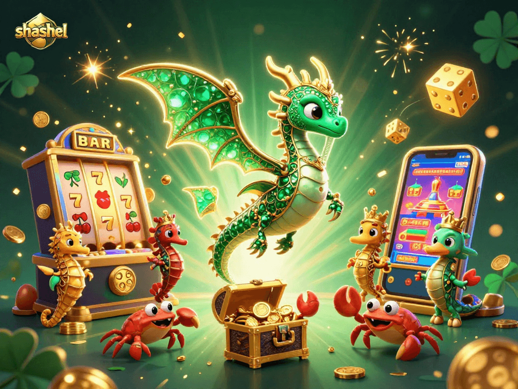 Experience the magic of shashel with vibrant casino symbols and thrilling jackpot action.