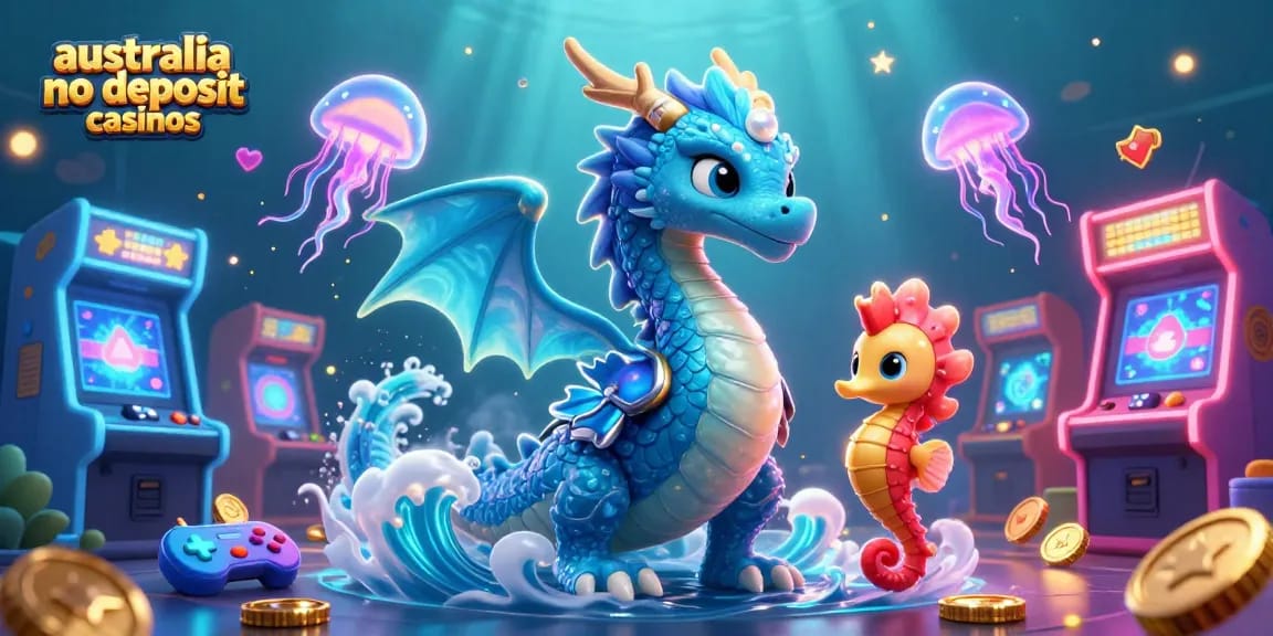 Engage with australia no deposit casinos featuring vibrant characters and arcade elements in a rich underwater scene.