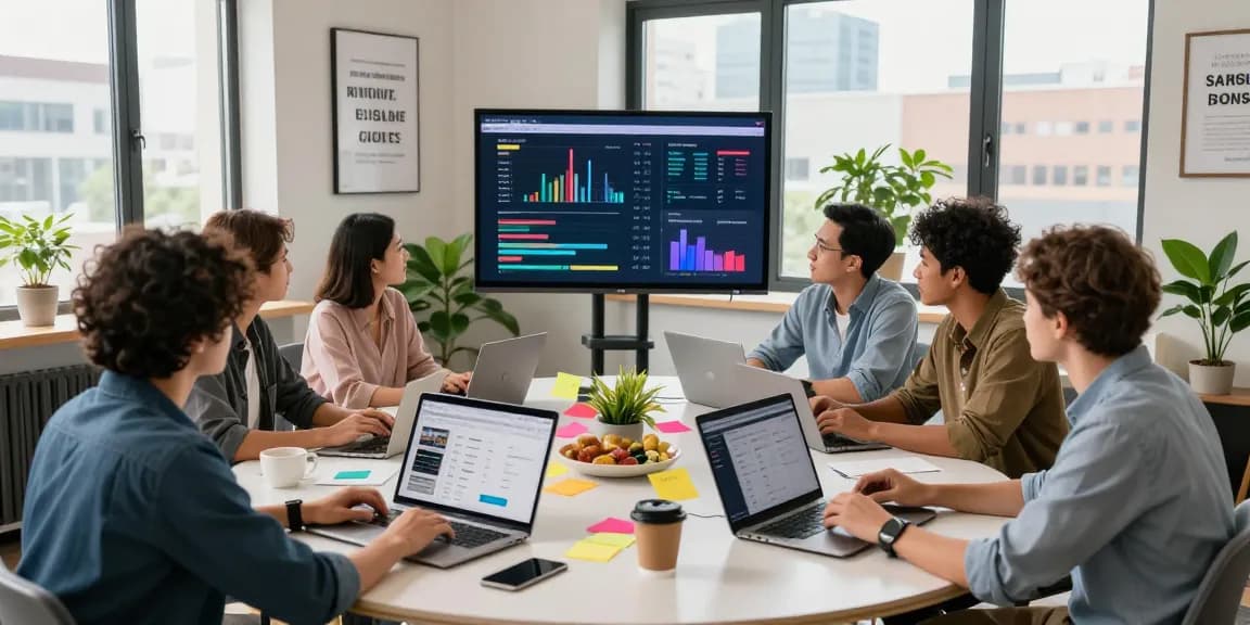 Collaborative digital marketing team analyzing campaigns at https://www.www456bd.com/ in a vibrant workspace.