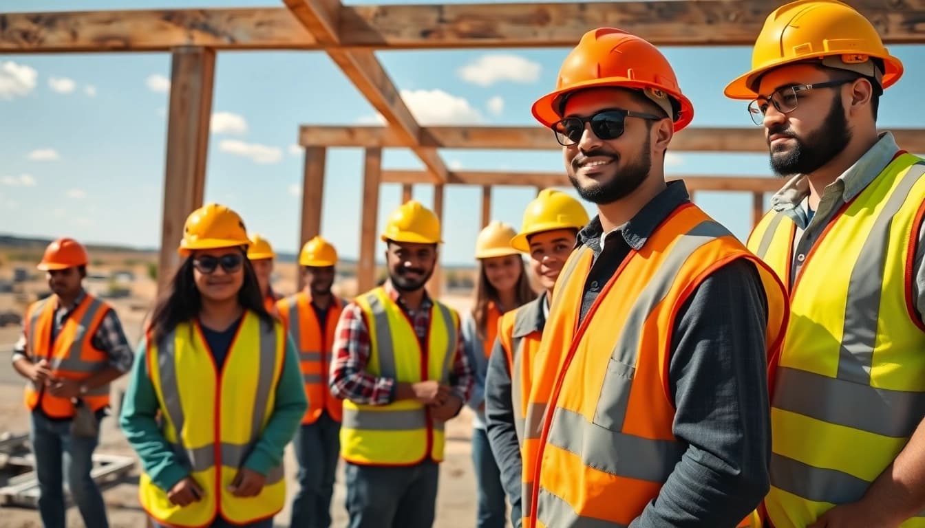 Construction apprenticeship south texas students collaborating on a job site, emphasizing teamwork.