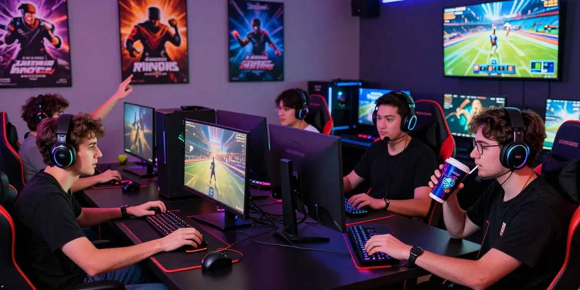 Friends enjoying an immersive gaming experience at mantra88 lounge with vibrant colors and modern setups.