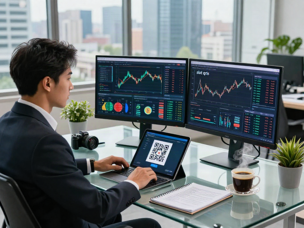 Professional workspace featuring slot qris payment insights with data analytics.