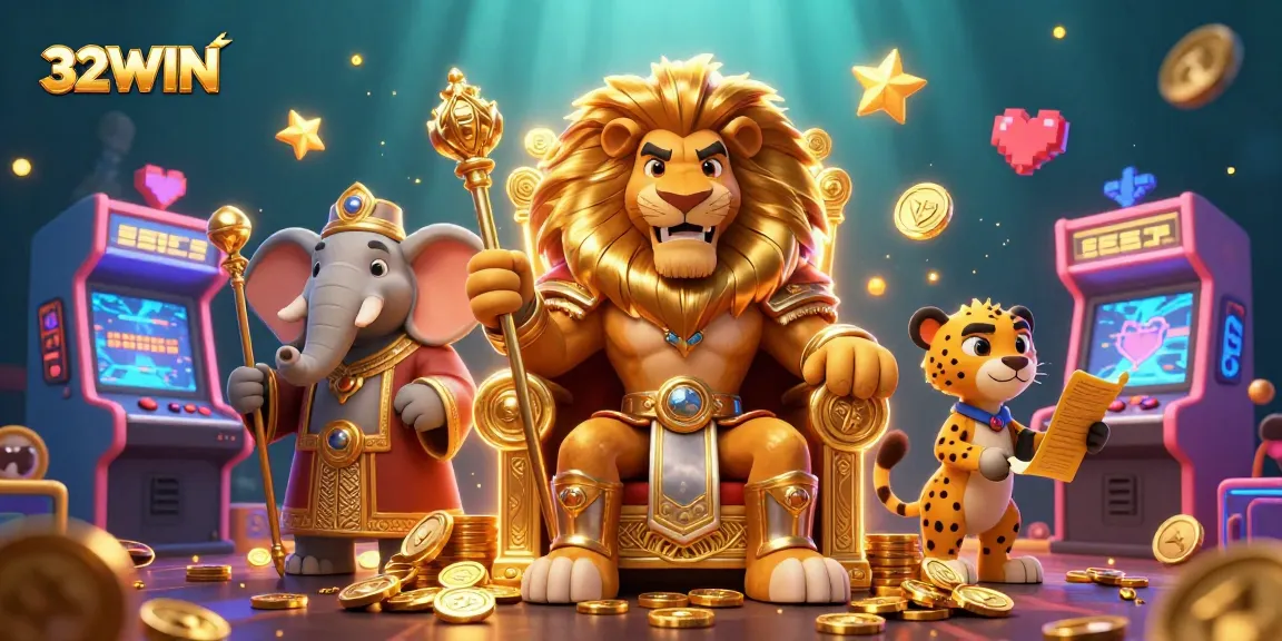 Experience the thrilling wins at 32WIN with an immersive casino scene featuring outstanding characters and game elements.