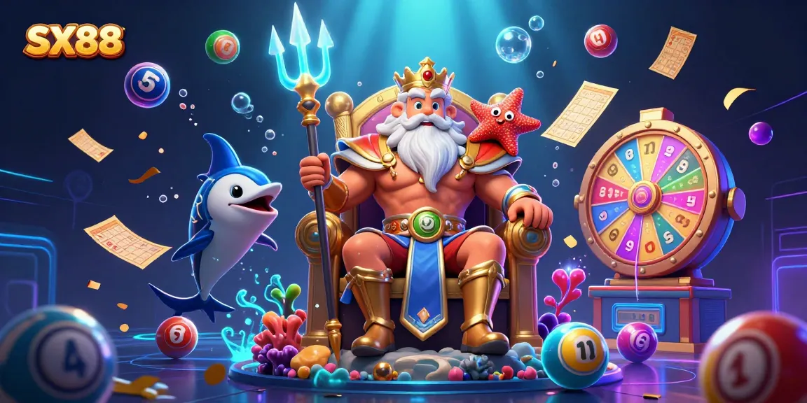 SX88 offers exciting gaming with lively lottery elements, dazzlingNeptune setting, and vibrant characters.