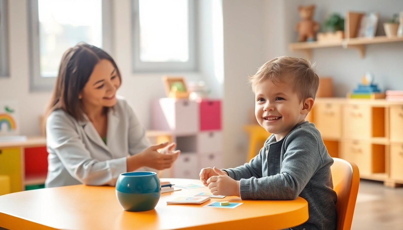 Child learning with therapist through ABA therapy in Troy in a bright, welcoming therapy room.