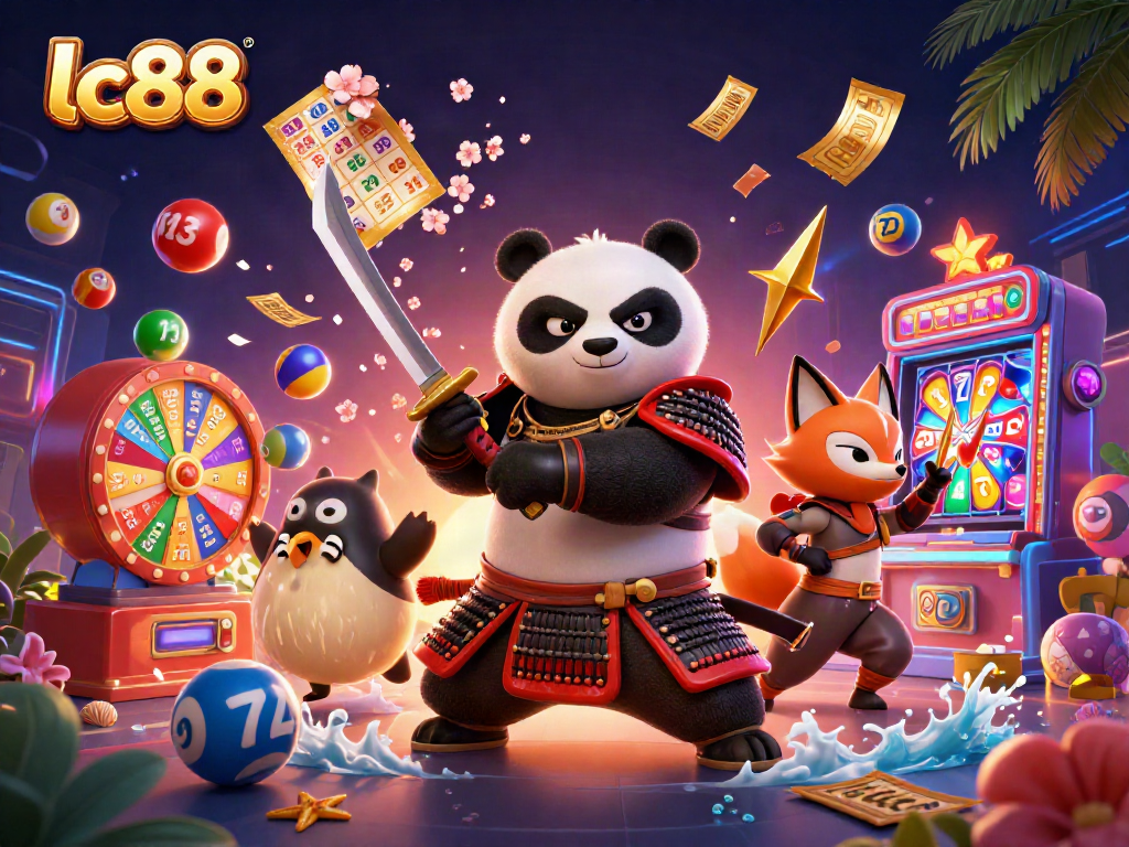 Engage with exciting lottery activities at lc88 with a vibrant, entertaining 3D scene.