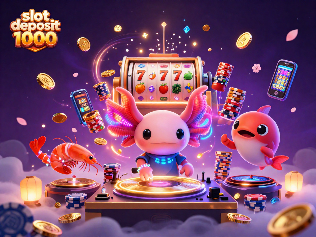 Experience jackpot fun with slot deposit 1000 in a vibrant, immersive gambling scene!