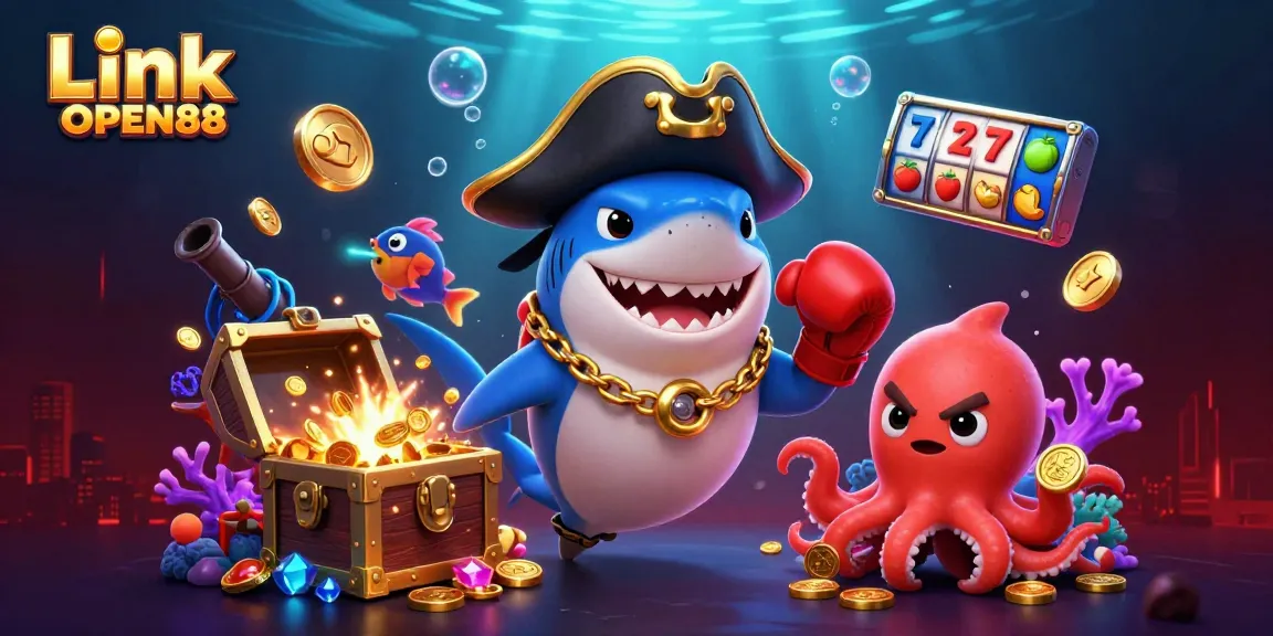 Engage with the thrilling world of Link OPEN88 featuring vibrant 3D pirate characters and slots.
