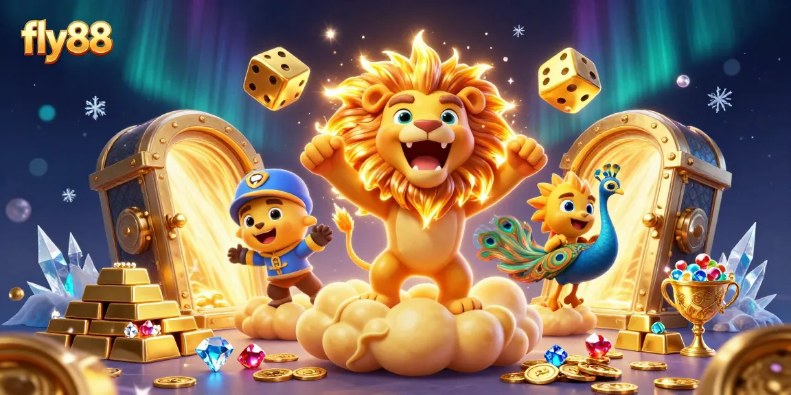 Experience thrilling wins at fly88 with a vibrant 3D casino scene full of excitement.