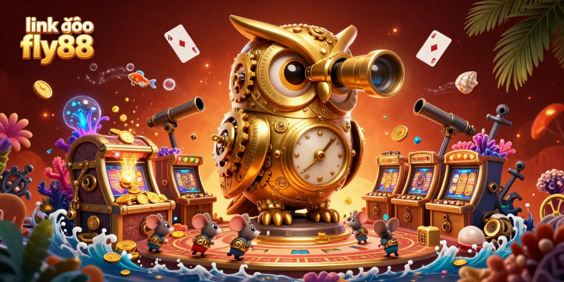Engage with the exciting world of link vào fly88 at this vibrant casino scene filled with gold, gems, and slot machines.