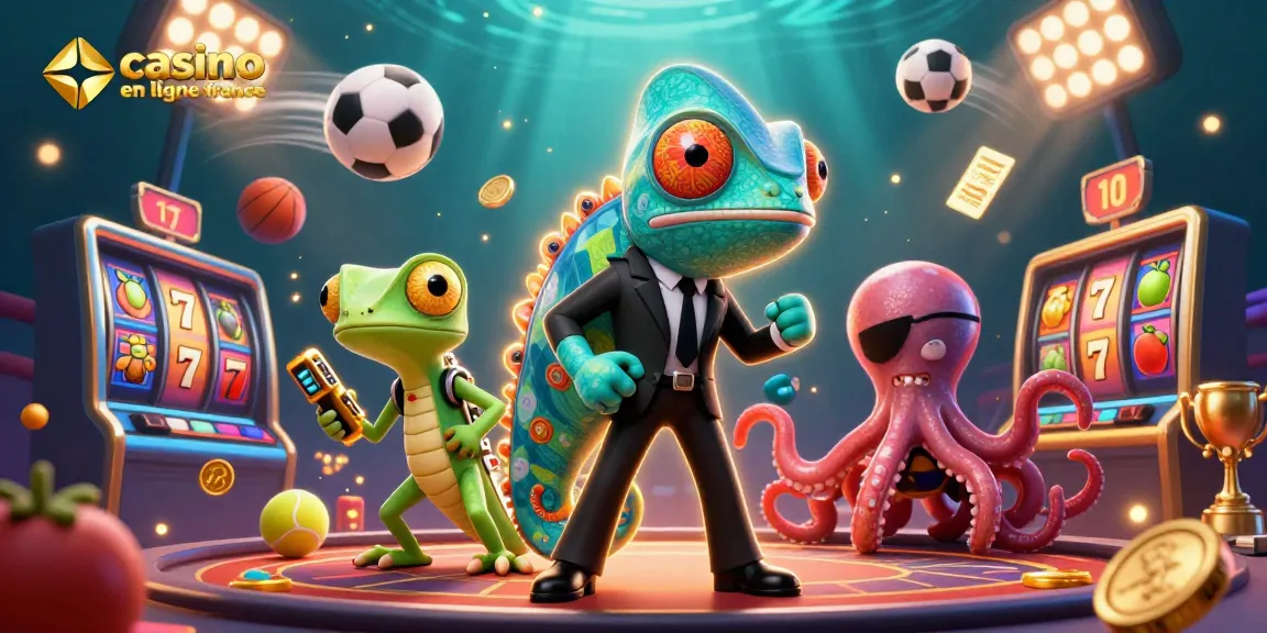 Le casino en ligne France offre des agents secrets et des jackpots colorés dans une scène dynamique.