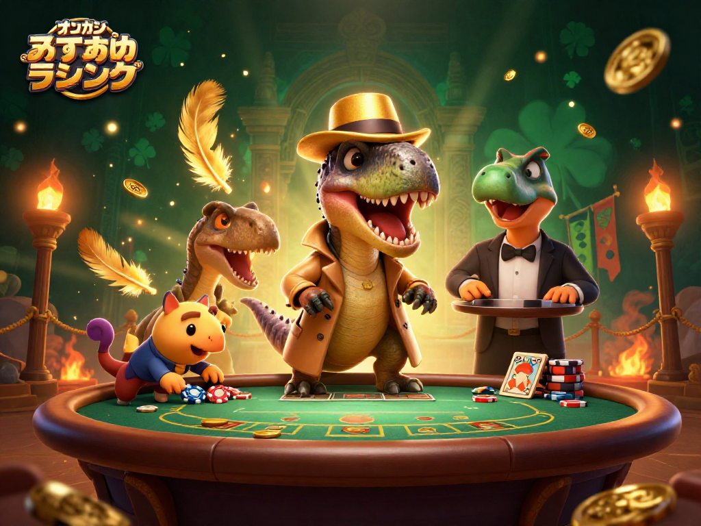 オンカジ おすすめランキングの特定ゲームで不審者を狙う恐竜たちのスリリングなシーン