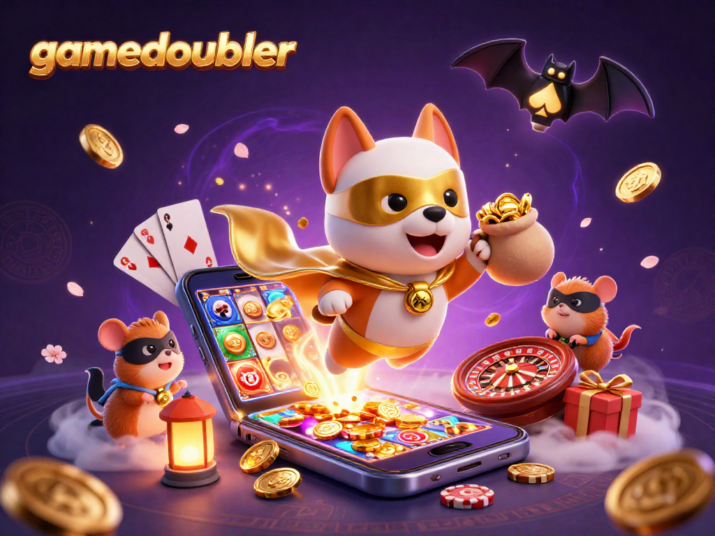 Join the adventure with gamedoubler's superhero dog and hamster amidst dazzling casino games.
