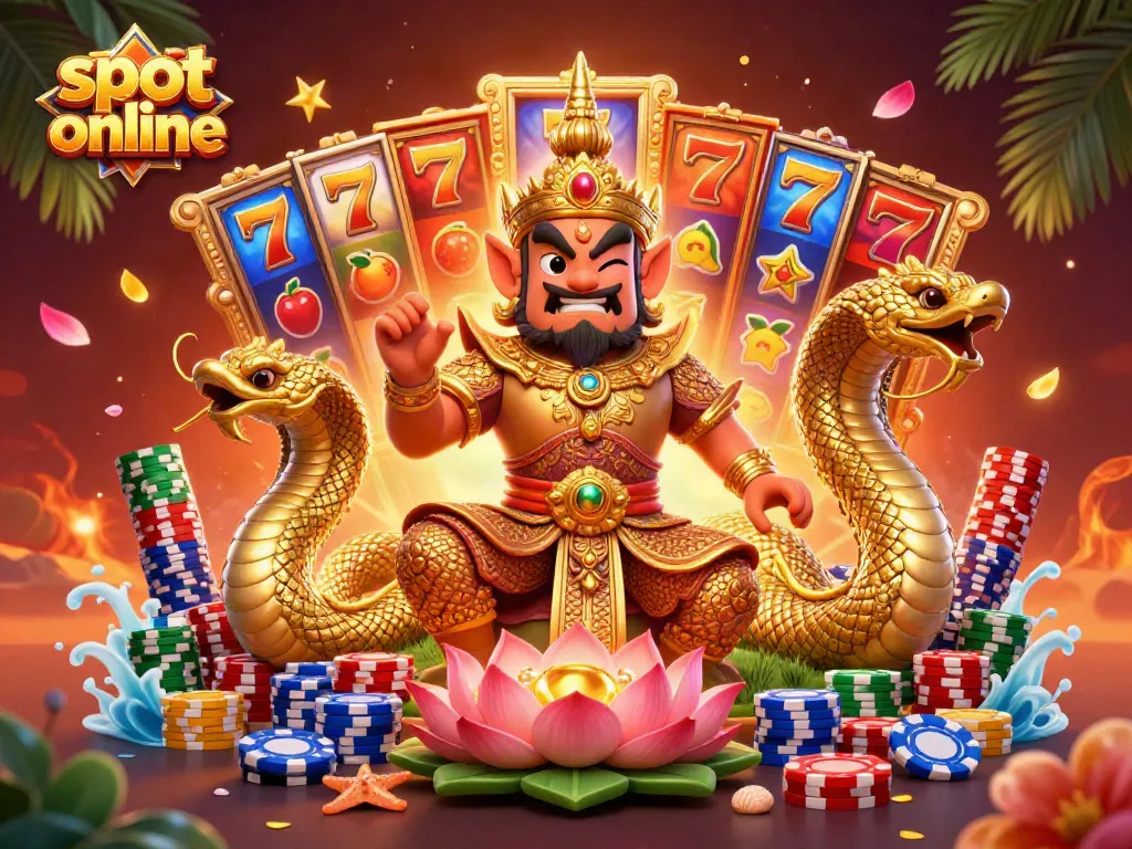 Engage with slot online thrills as you spin the reels in vibrant scenes filled with lucky symbols.