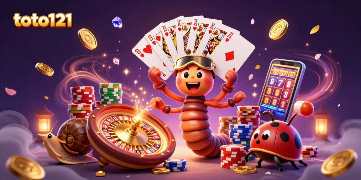 Experience excitement with toto121 at a vibrant casino scene featuring animated characters and thrilling gaming elements.