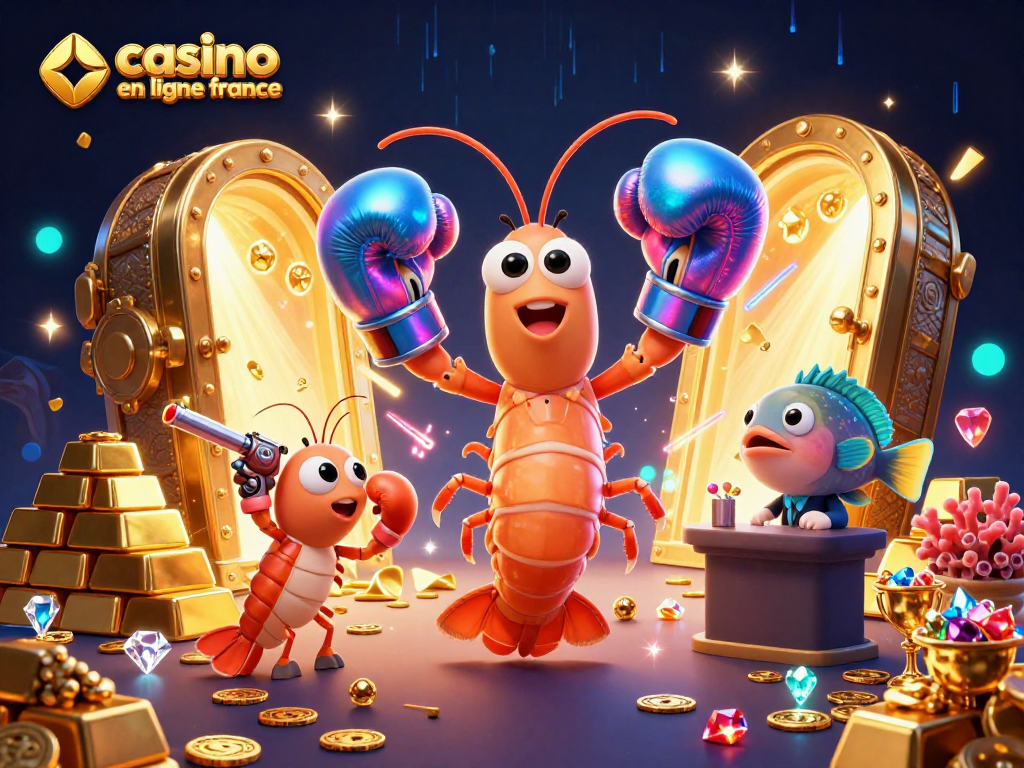 Gagnez des jackpots avec un casino en ligne France, illustrant une scène dynamique de jeu avec des personnages colorés.