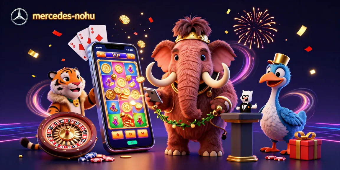 Experience the lively casino atmosphere with mercedes-nohu as the woolly mammoth bouncer checks IDs while golden coins spill around him.