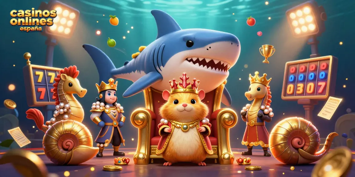 Descubre los casinos online nuevos en España con el rey hamster dorado en este ilustrativo arte 3D.