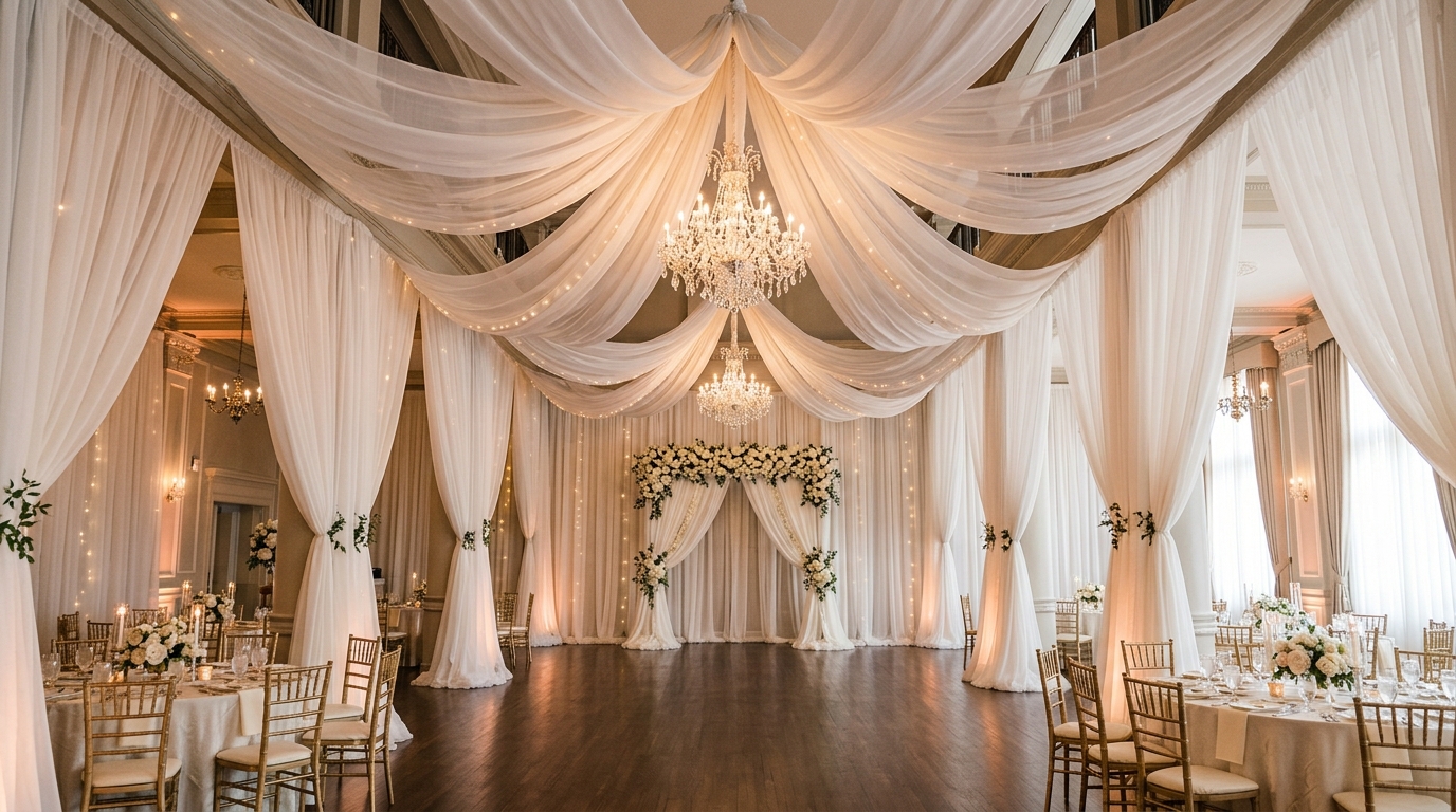 Modern pipe and drape rentals for chic event design