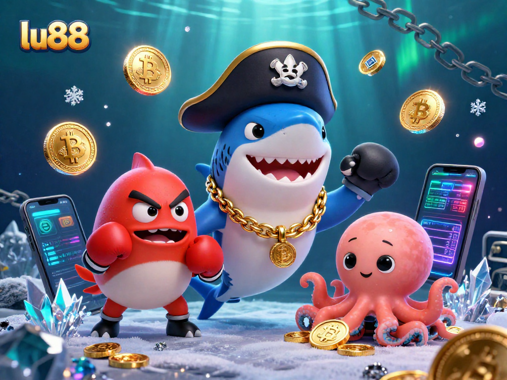 Experience thrilling gambling with lu88 at a vibrant 3D casino scene with animated characters and glowing elements.