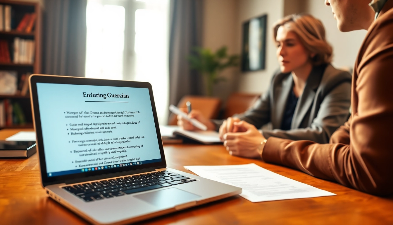 Consulting regarding Enduring Guardian responsibilities in a law office setting.