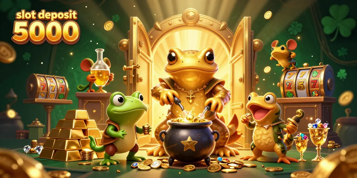 Experience thrilling wins with slot deposit 5000 in a vibrant, magical casino scene.
