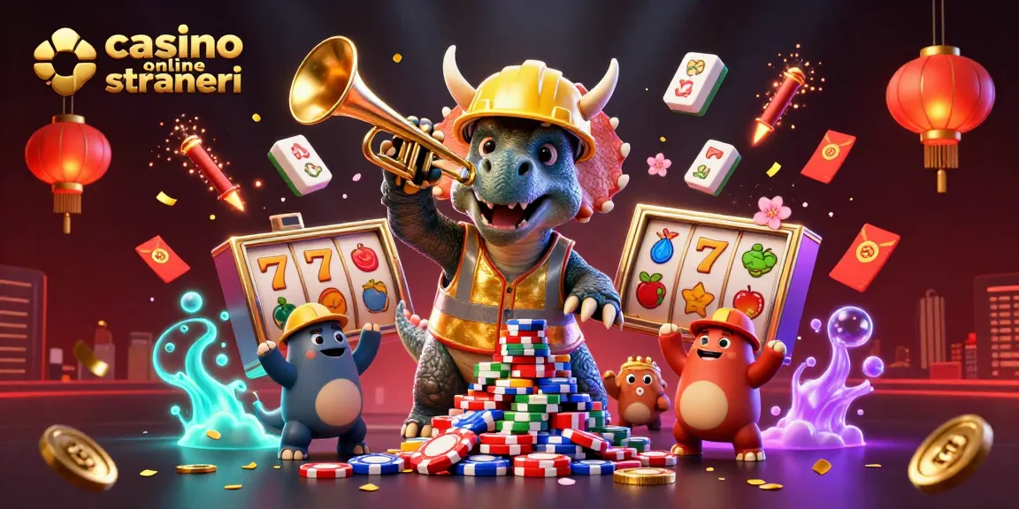 Scopri il divertimento con i casino online stranieri in questa vivace scena 3D animata.