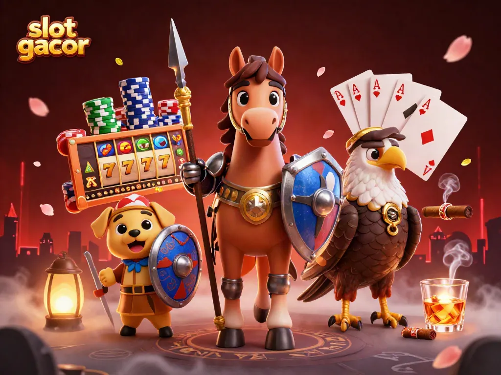 Experience slot gacor with vibrant action and dynamic elements in this 3D casino scene.