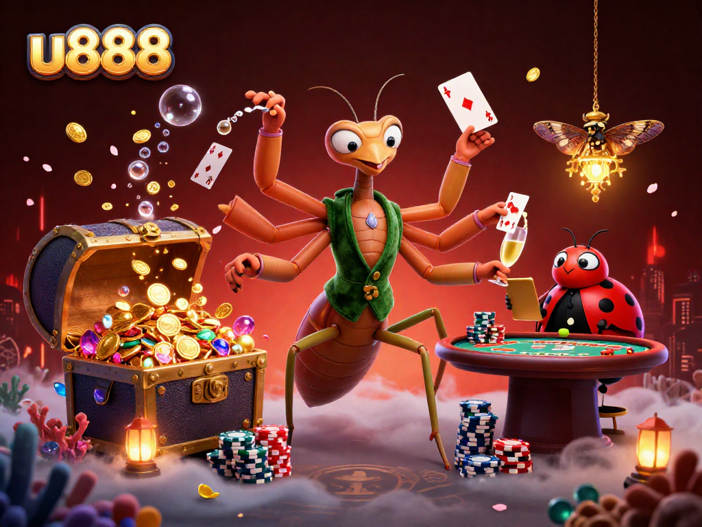 Experience thrilling gameplay with u888, featuring a vibrant casino scene filled with dynamic characters.