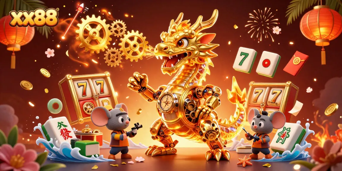 Engage with xx88's vibrant casino atmosphere, featuring a golden dragon and immersive gaming elements.