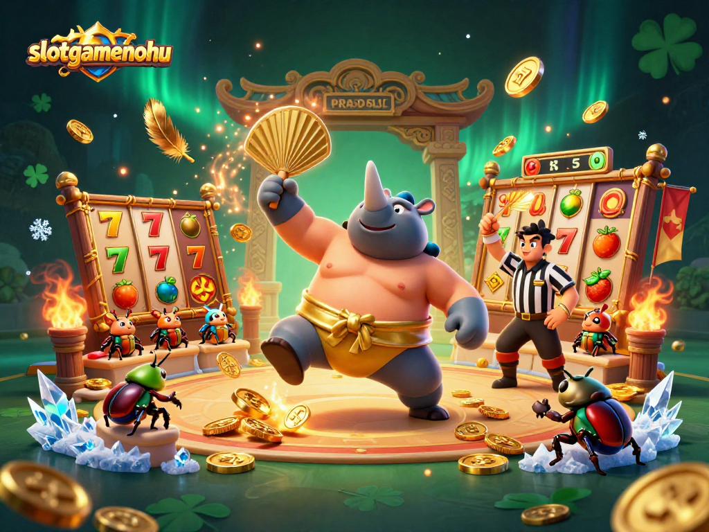 Experience excitement with slotgamenohu, witnessing a dynamic 3D casino scene with thrilling action and stunning visuals.