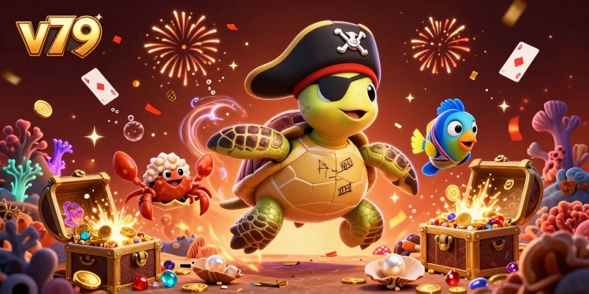 Experience thrilling gameplay at v79 with a pirate turtle guiding you to treasure in an underwater casino.