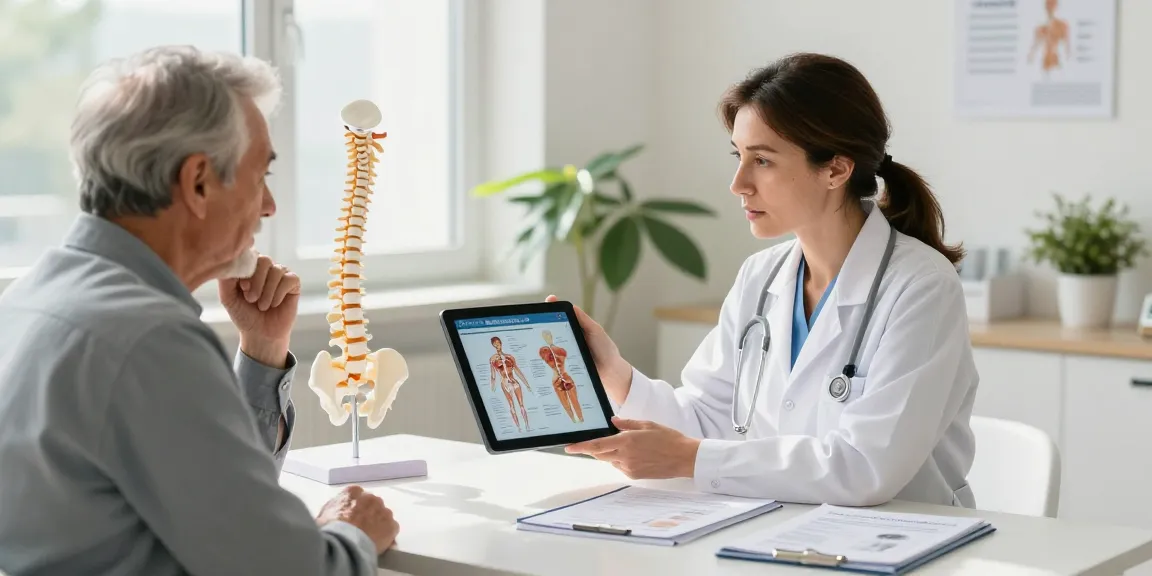 Patient discussing Dar kanal ameliyatı with a healthcare professional in a modern clinic.