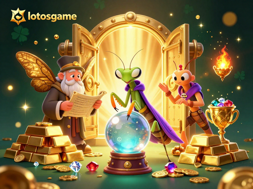 Experience thrilling victories with lotosgame's vibrant casino-themed scene featuring fortune and wealth.