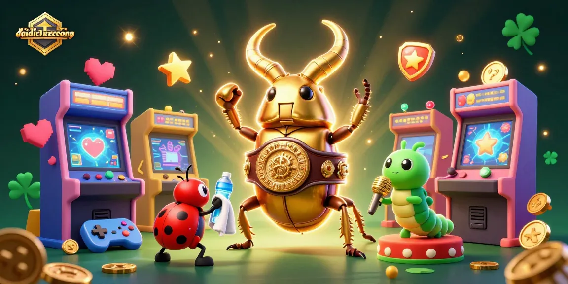Engage in thrilling moments with daidichxacsong as a golden stag beetle champions in a vibrant gaming arena.