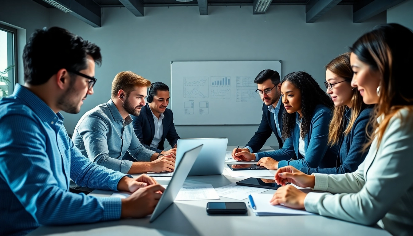 Providing business it support services in a collaborative office environment showcasing teamwork.
