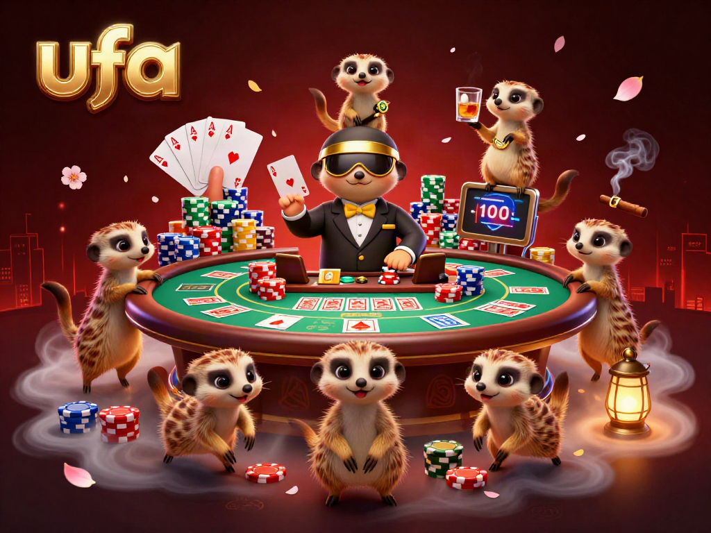 คาสิโนที่สร้างสรรค์โดยการ์ตูนเมียร์แคทในบรรยากาศที่มีการเล่น ufa