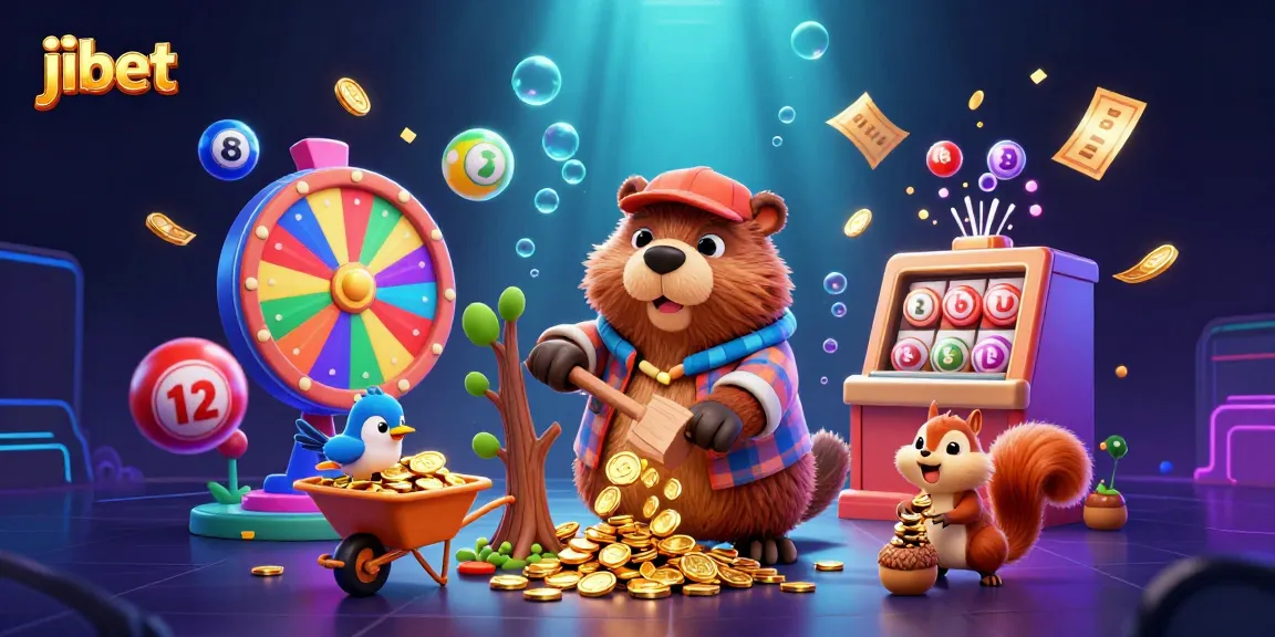 Join the fun at jibet as cartoon characters experience a thrilling, coin-filled scene.