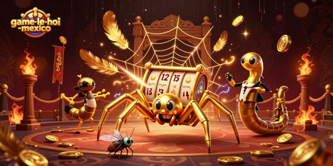 Bet on the game-le-hoi-mexico while a spider spins a golden web, capturing the excitement!