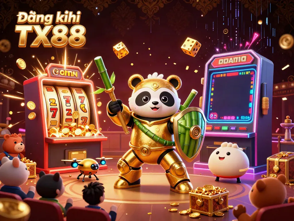 Experience the thrill of Đăng ký TX88 with our engaging 3D casino illustration featuring vibrant characters and dynamic gaming elements.