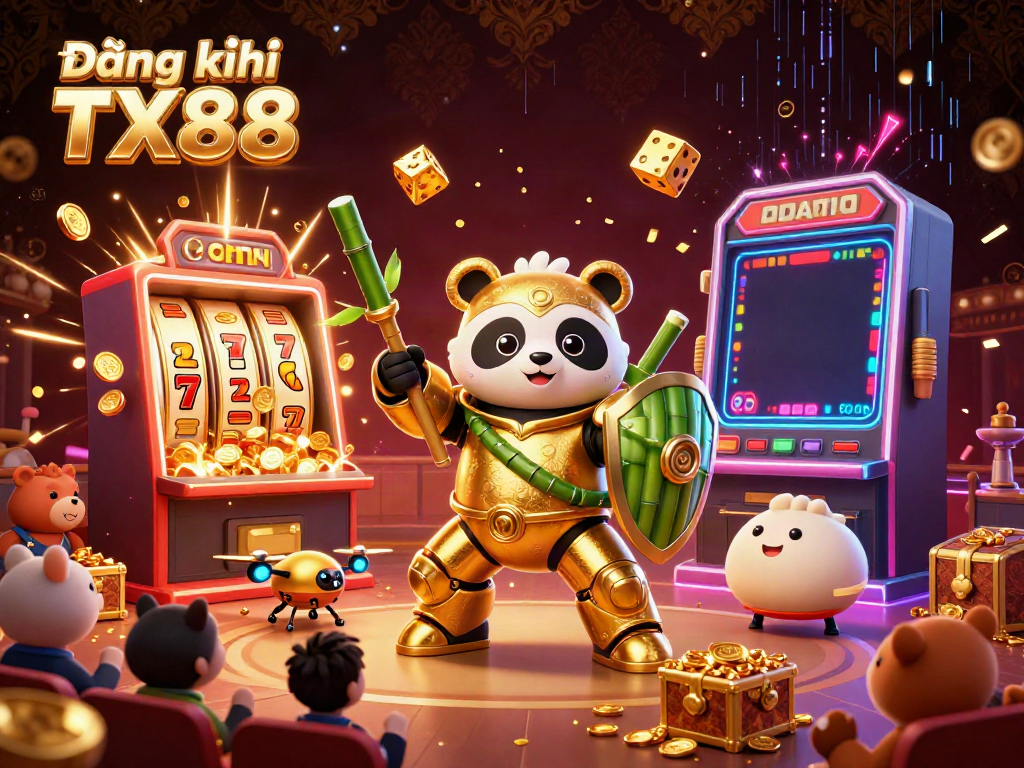 Experience the thrill of Đăng ký TX88 with our engaging 3D casino illustration featuring vibrant characters and dynamic gaming elements.