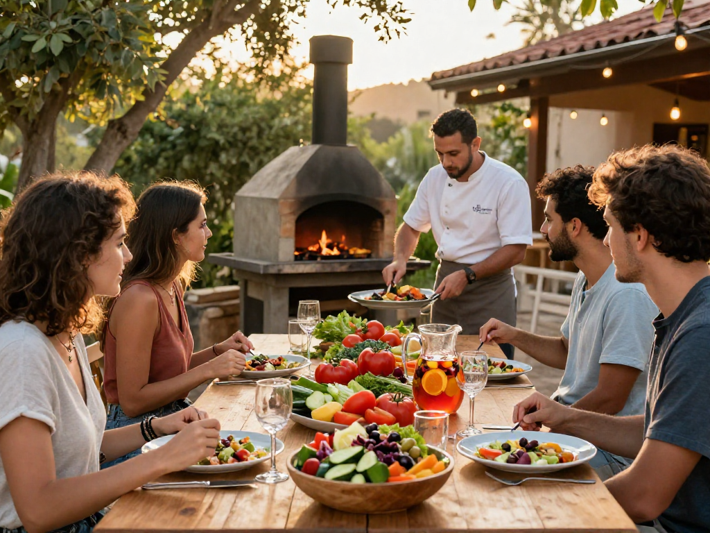 Best ensalada mixta near me served outdoors during a sunset gathering with friends.