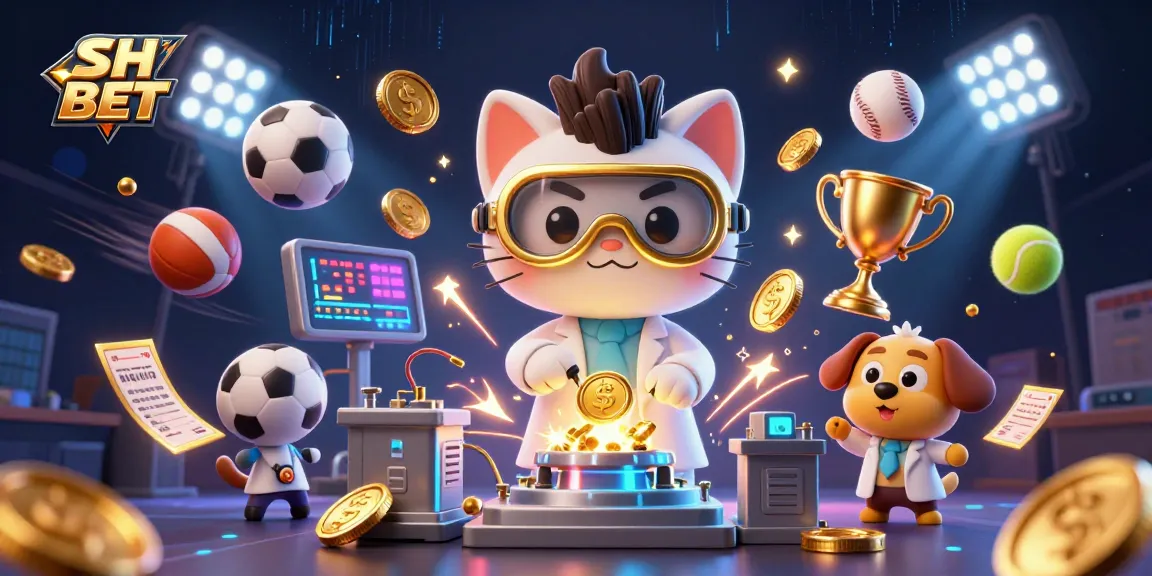 Experience thrilling wins with SH BET's vibrant sports betting scene featuring dynamic characters and rich casino elements.