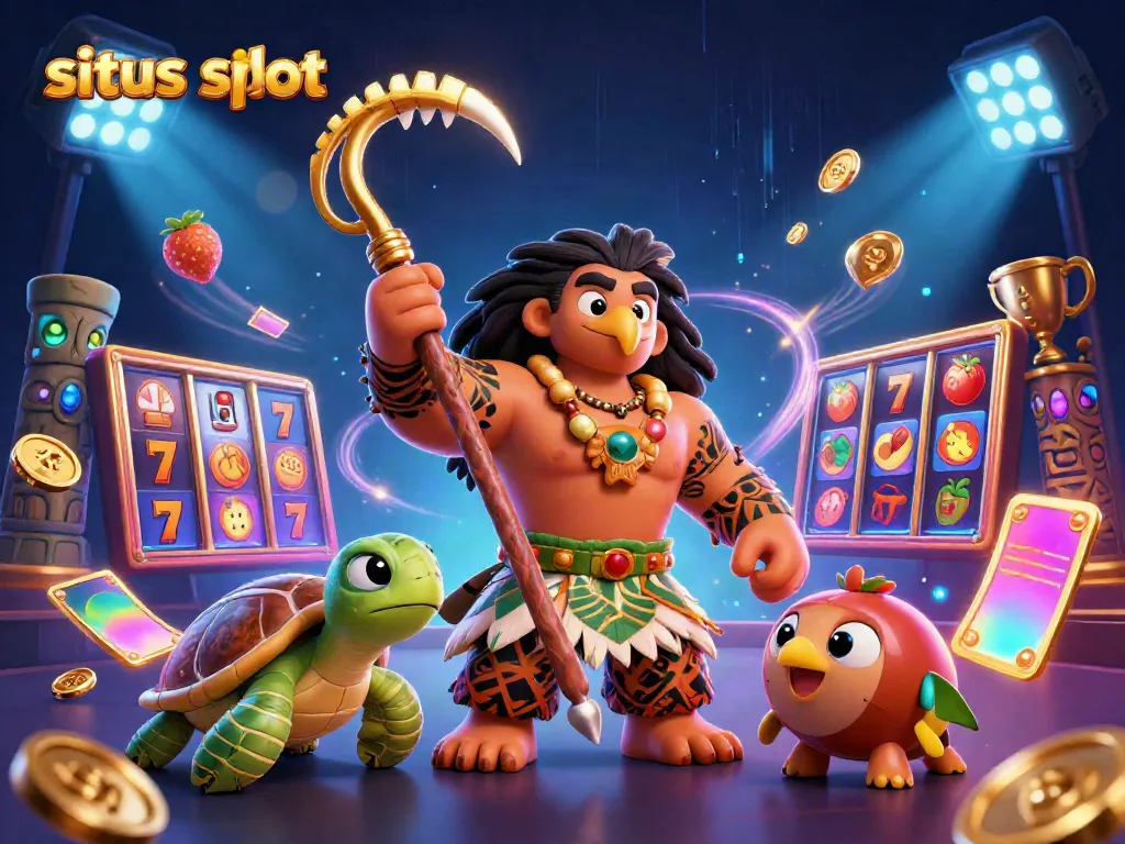 Menangkan permainan situs slot dengan desain ultradetail yang menampilkan karakter dan elemen kasino.