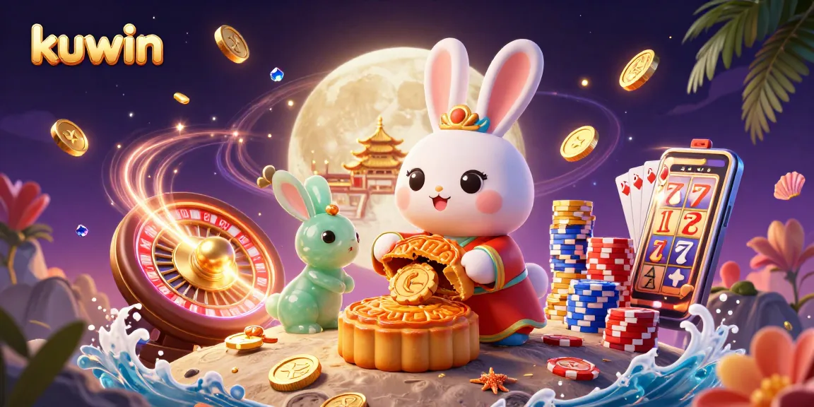 Kuwin offers exciting gaming adventures with the moon rabbit and poker elements in vivid detail.