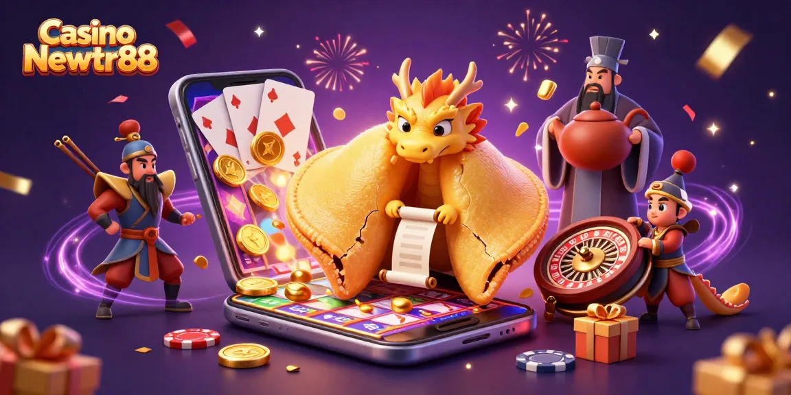 Win big at Casino Newtr88 with a festive 3D illustration of fortune and games!