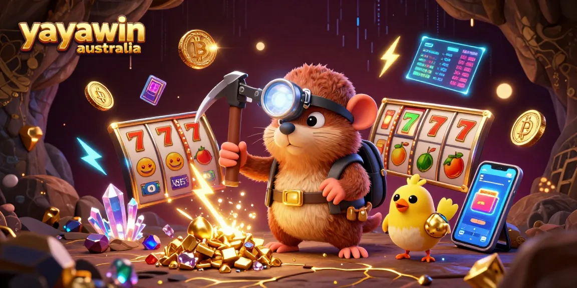 Spin unique pokies and win with yayawin australia, featuring vibrant gaming elements and characters