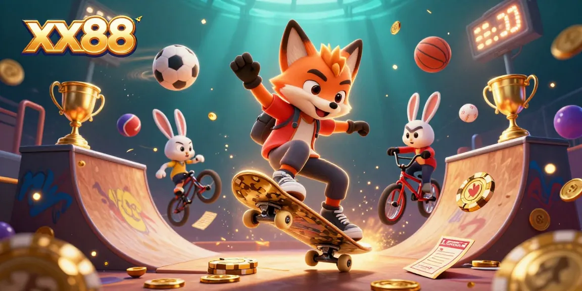 Experience thrilling gameplay at xx88 with vibrant cartoon characters and dynamic casino elements.
